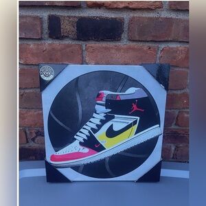 Sneaker-Head Wall Art -Stretched Canvas Print ft. Bball Shoe & Black Bball NWT